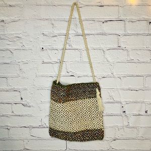 Bohemian Handmade Bucket Rope Bag Earthy Neutral Colors Shoulder Tote